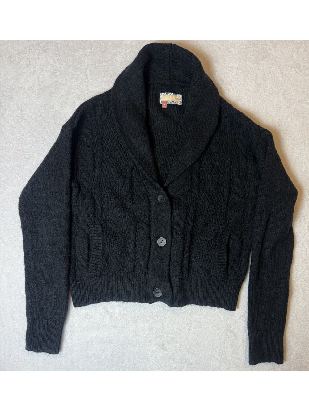 Anthropologie Pilcro Cropped & Collared Cable-Knit Cardigan Sweater S